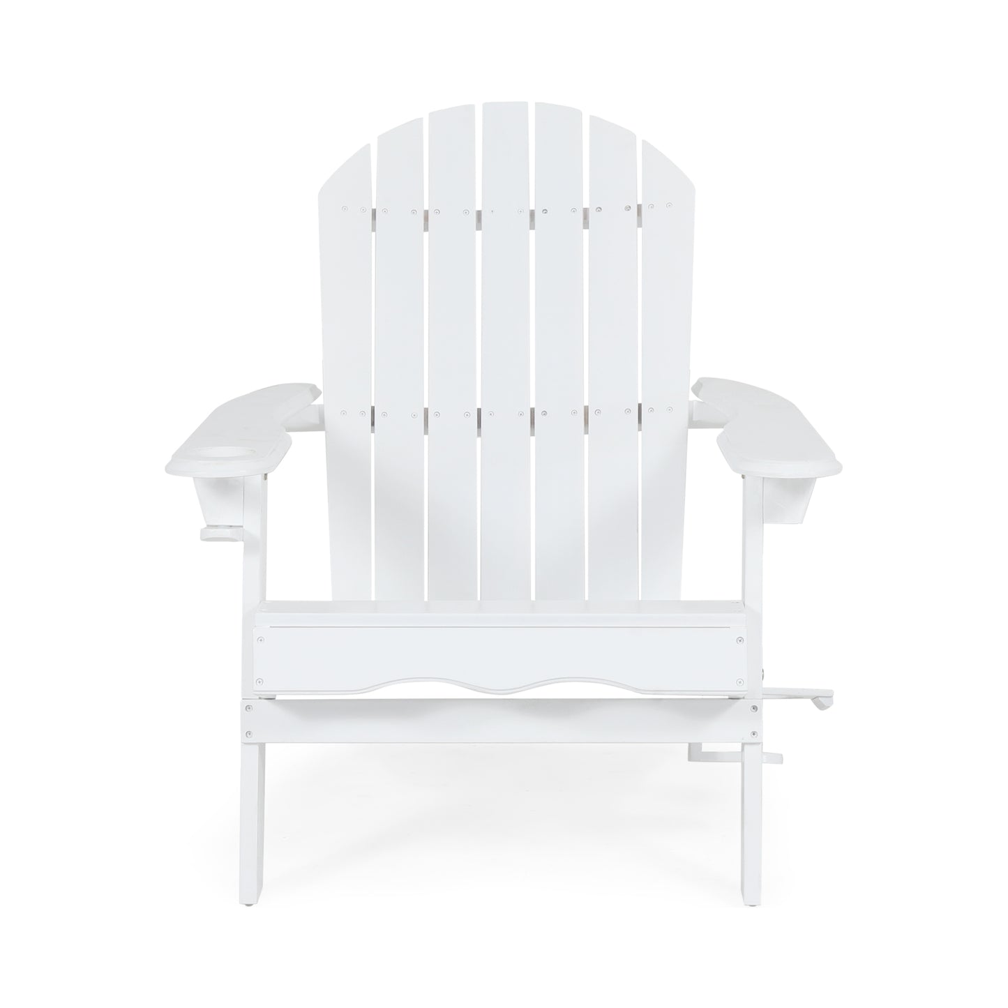 Outdoor Classic White Solid Wood Adirondack Leisure Seat Can Put Cup Holder Can Put Umbrella