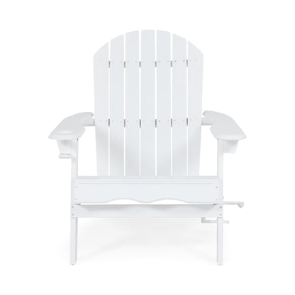 Outdoor Classic White Solid Wood Adirondack Leisure Seat Can Put Cup Holder Can Put Umbrella