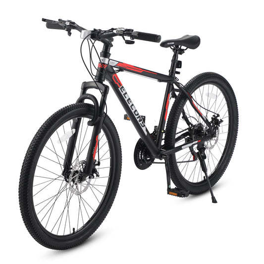 S26102 Elecony 26 Inch Mountain Bike, Shimano 21 Speeds with Mechanical Disc Brakes, High-Carbon Steel Frame, Suspension MTB Bikes Mountain Bicycle for Adult & Teenagers