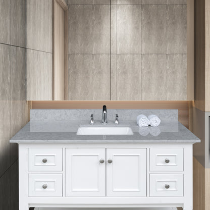 Montary carrara gray engineered stone vanity top side backsplash