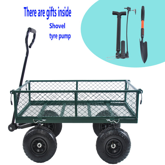 Wagon Cart Garden cart trucks make it easier to transport firewood (green)