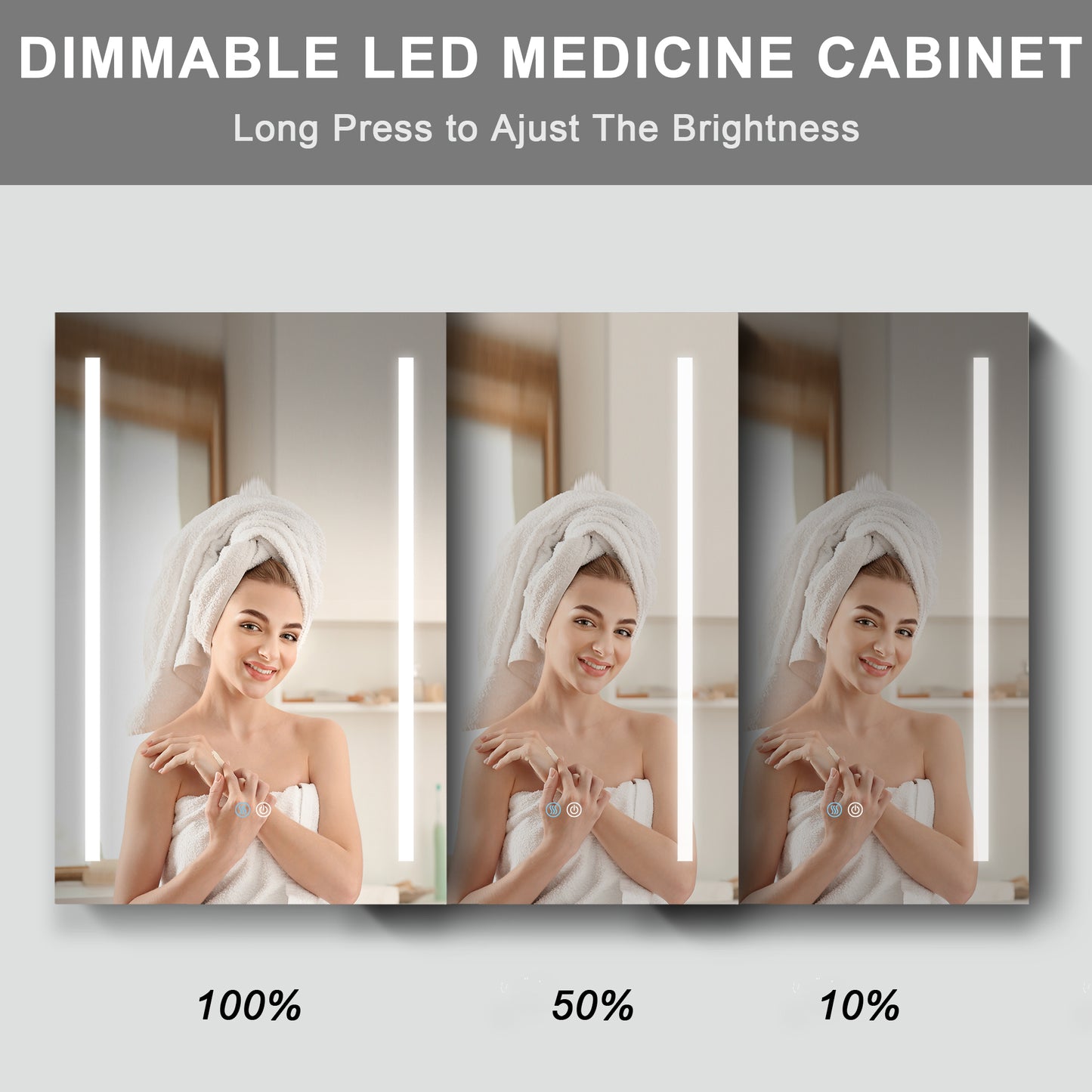 30x20 inch LED Bathroom Medicine Cabinets Surface Mounted