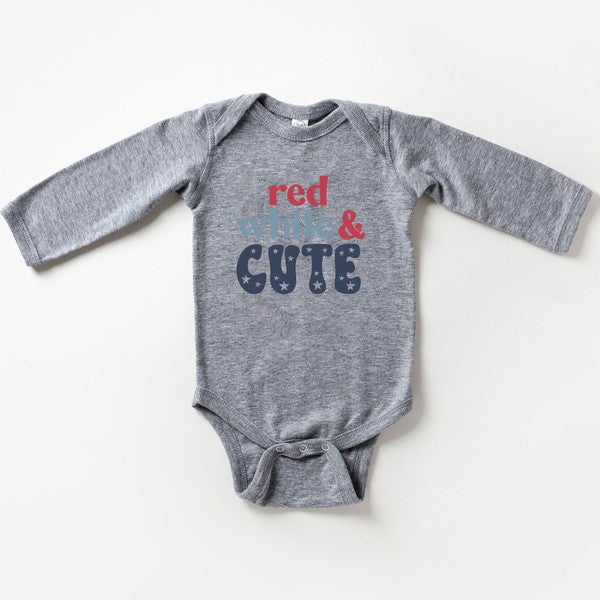 Red White And Cute Stars Long Sleeve Onesie