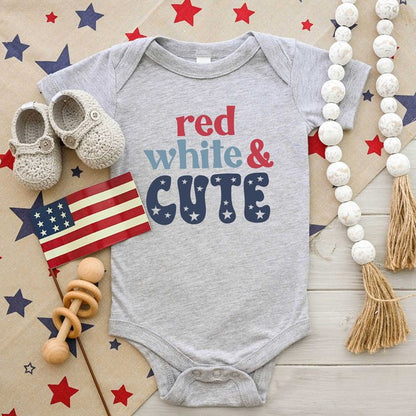 Red White And Cute Stars Baby Onesie