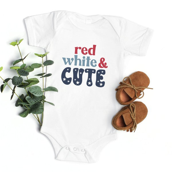 Red White And Cute Stars Baby Onesie