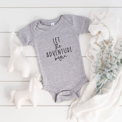 Let The Adventure Begin Script Baby Onesie