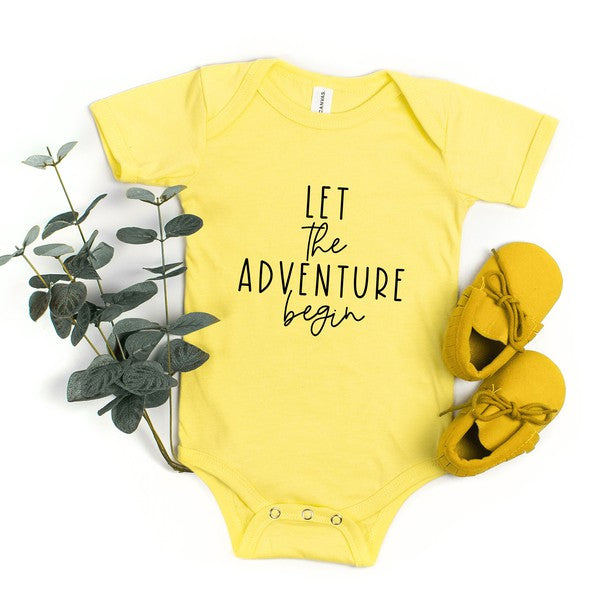 Let The Adventure Begin Script Baby Onesie