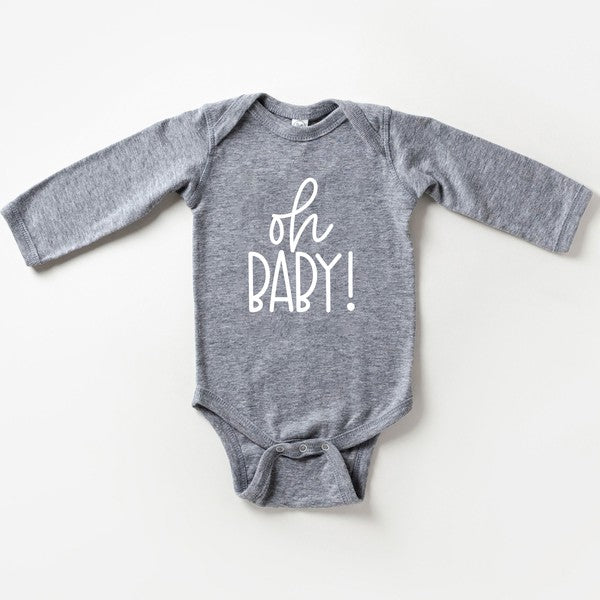 Oh Baby Script Long Sleeve Onesie