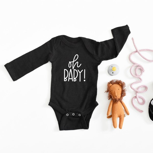 Oh Baby Script Long Sleeve Onesie