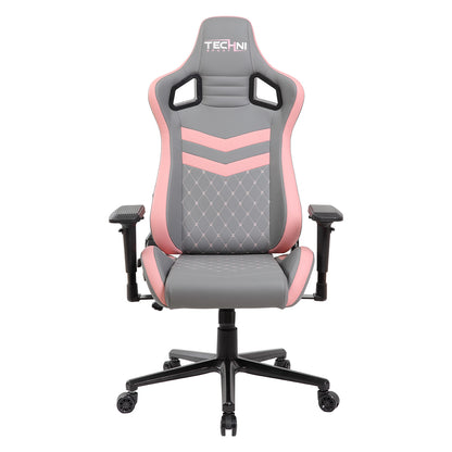 Techni Sport TS-83 Ergonomic High Back Racer Style PC Gaming Chair, Grey/Pink