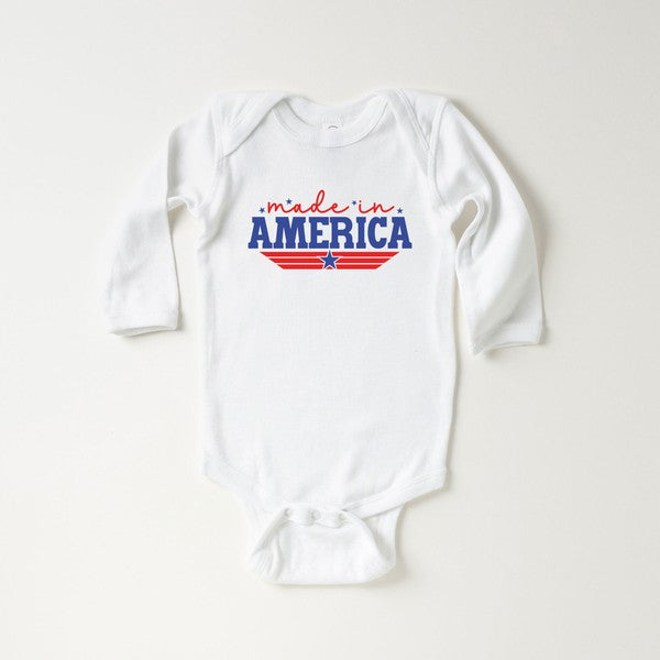 Made In America Stripes Long Sleeve Onesie