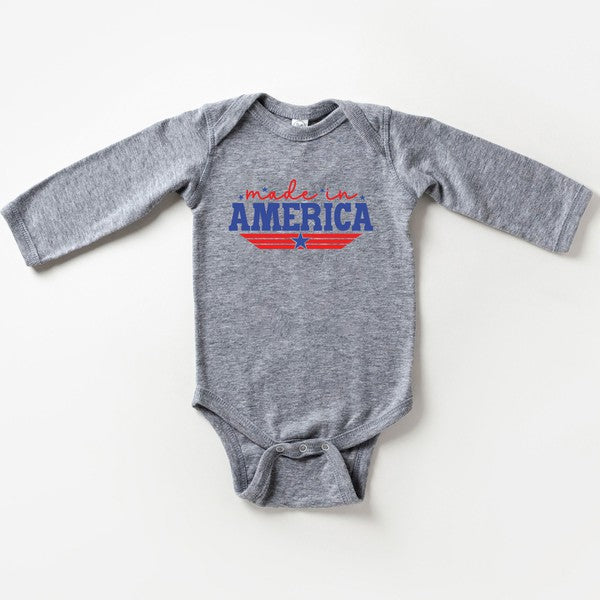 Made In America Stripes Long Sleeve Onesie