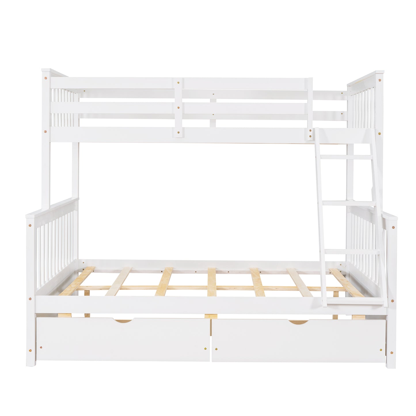 Twin-Over-Full Bunk Bed with Ladders and Two Storage Drawers (White) ( old sku:LT000165AAK）