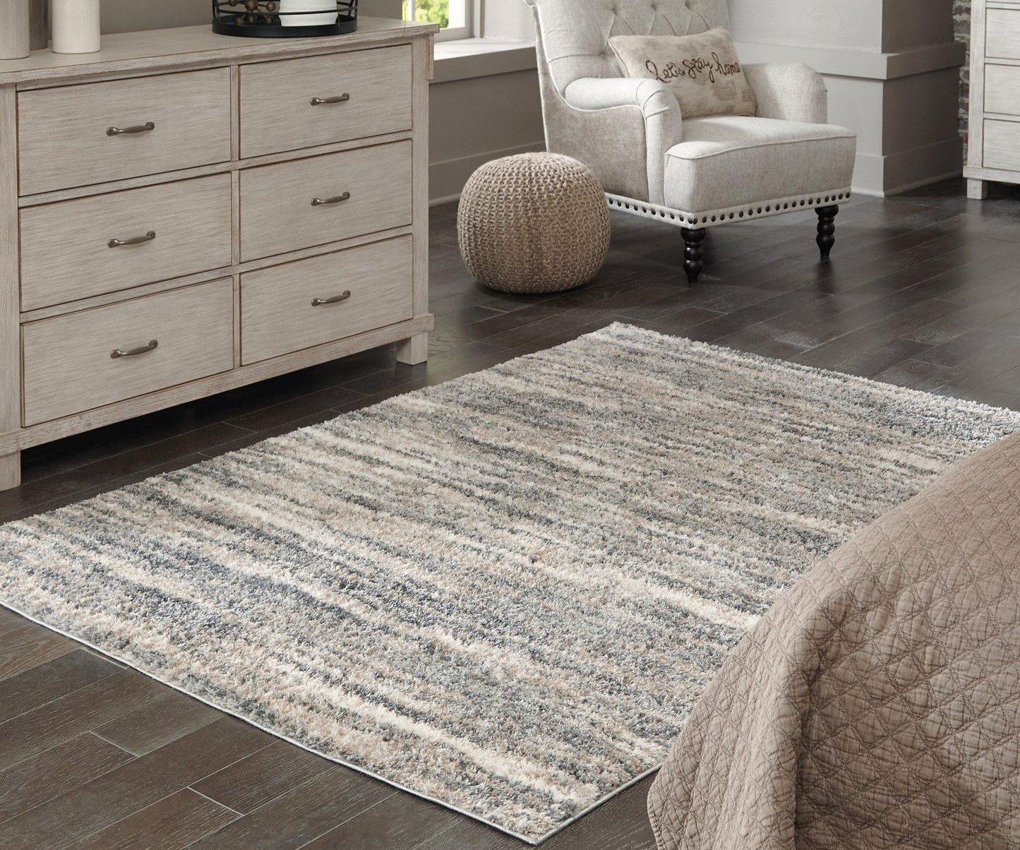 Ashley Gizela Ivory+Beige+Gray Contemporary 7'10" x 10' Rug R404861