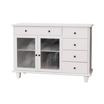 Super White Changhong Glass 5 Drawer 2 Door Cabinet-White