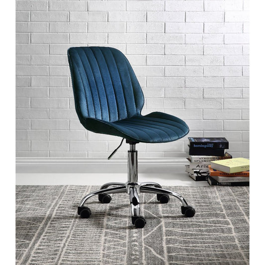 ACME Muata Office Chair, Twilight Blue Velvet & Chrome 92932