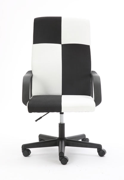 Chessboard office chair, office chair with adjustable backrest armrest, suitable for office, dormitory and study (black and white)