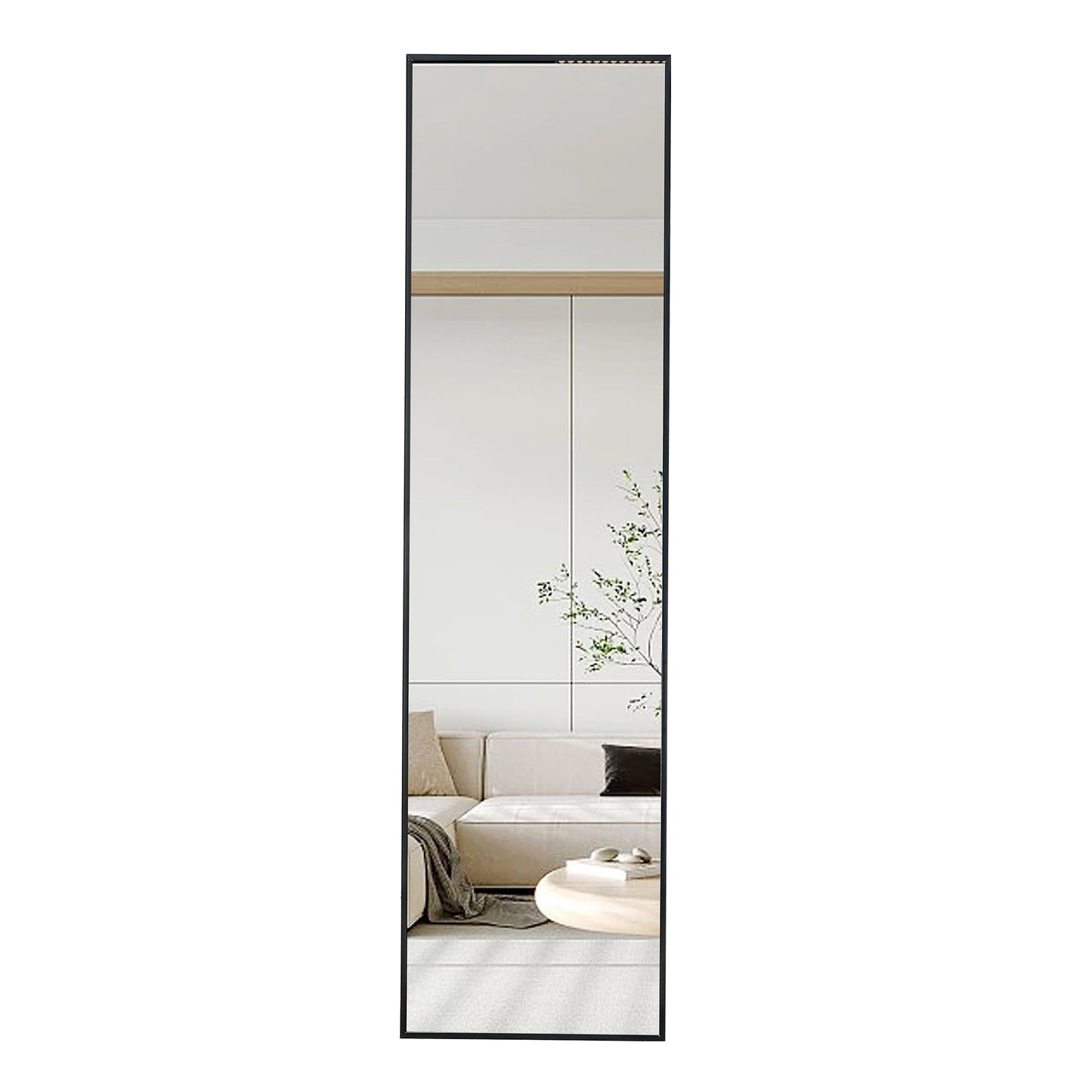 Full Length Mirror Aluminium alloy Metal Frame Wall Mounted Full Body  Mirror ,Bathroom Vanity Mirror, Bedroom Home Porch, Decorative Mirror, Clothing Store Black 48"*13.8"