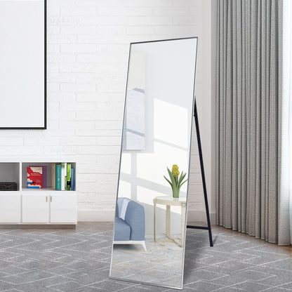 Full Length Mirror Standing Silver 65’’x22’’ for Bedroom with Aluminum Frame, Large Full Body Floor Mirror Wall Hanging or Leaning Modern Decor for Dressing, Living Room, Entryway or Dorm