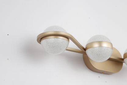 LED Bathroom Vanity Lights Fixtures, 4-Lights Brushed Brass  Globe Glass Shade Over Mirror