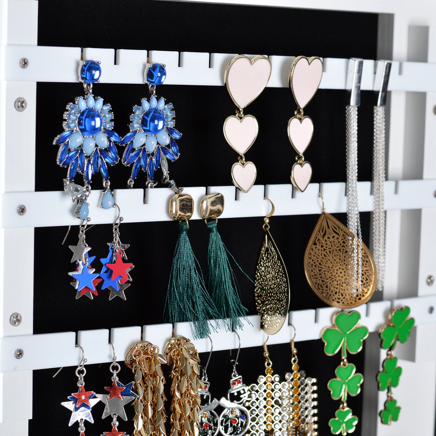 Full Mirror Fashion Simple Jewelry Storage Cabinet  With Led Light  Can Be Hung On The Door Or Wall