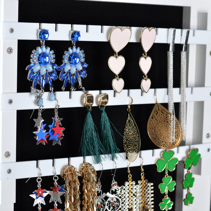 Full Mirror Fashion Simple Jewelry Storage Cabinet  With Led Light  Can Be Hung On The Door Or Wall