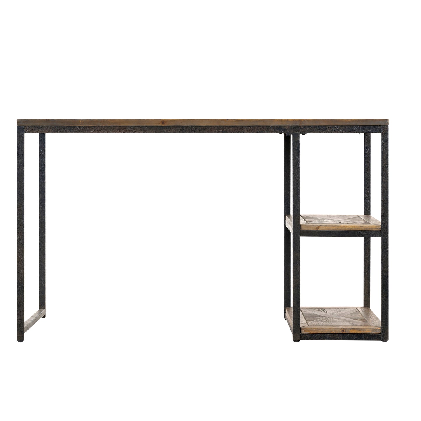 Garviston Reclaimed Wood Writing Desk - Industrial Style - Rustic Black w/ Distressed Fir