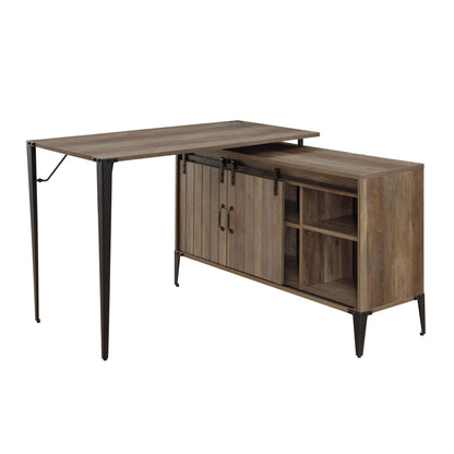 ACME Zakwani Writing Desk w/USB, Rustic Oak & Black Finish OF00012