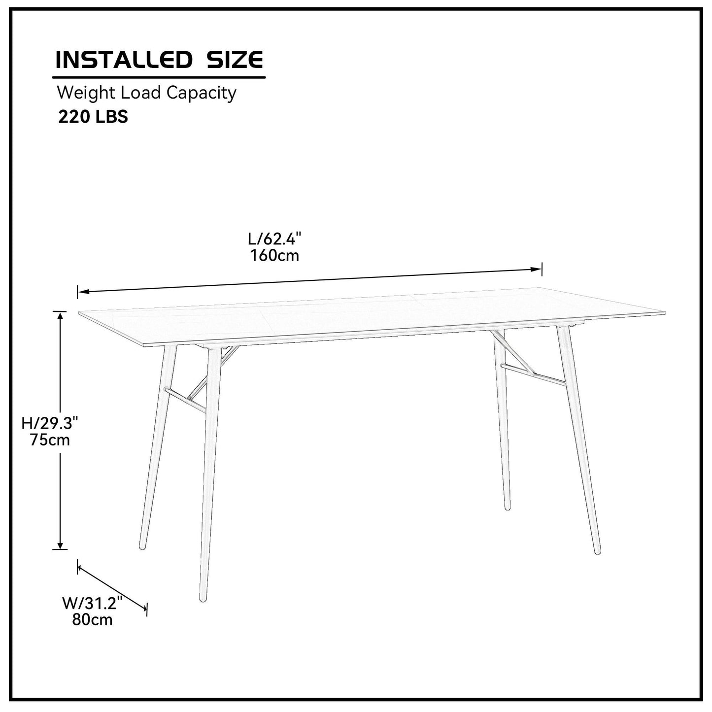 SINTERED STONE Dining Table Porcelain Kitchen Table 1600 White