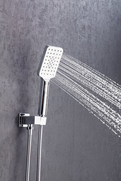 Shower Faucet Set Shower System with 12 Inch Rain Shower Head and Handheld, Bathroom Shower Combo Set Wall Mounted System Rough-in Valve Body and Trim Included.