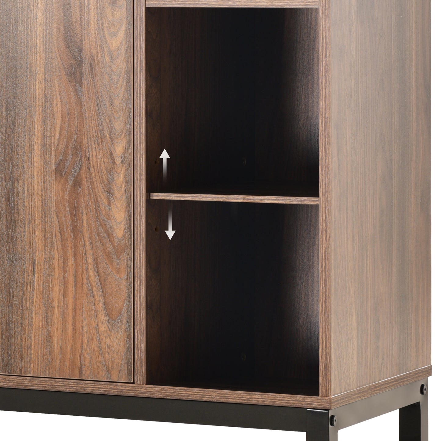 K&K Sideboards and Buffets With Storage Coffee Bar Cabinet Wine Racks Storage Server Dining Room Console 34 Inch（Dark brown）