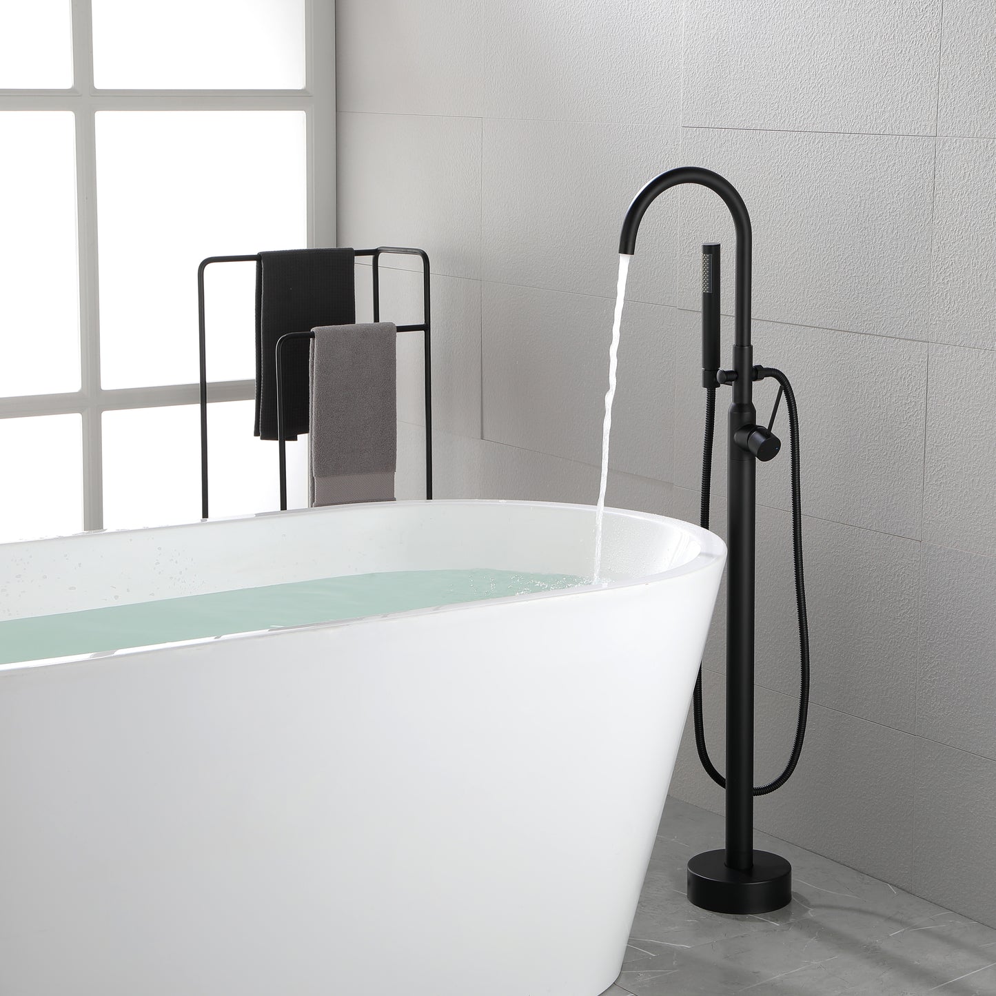 Single Handle Floor Mounted Clawfoot Tub Faucet