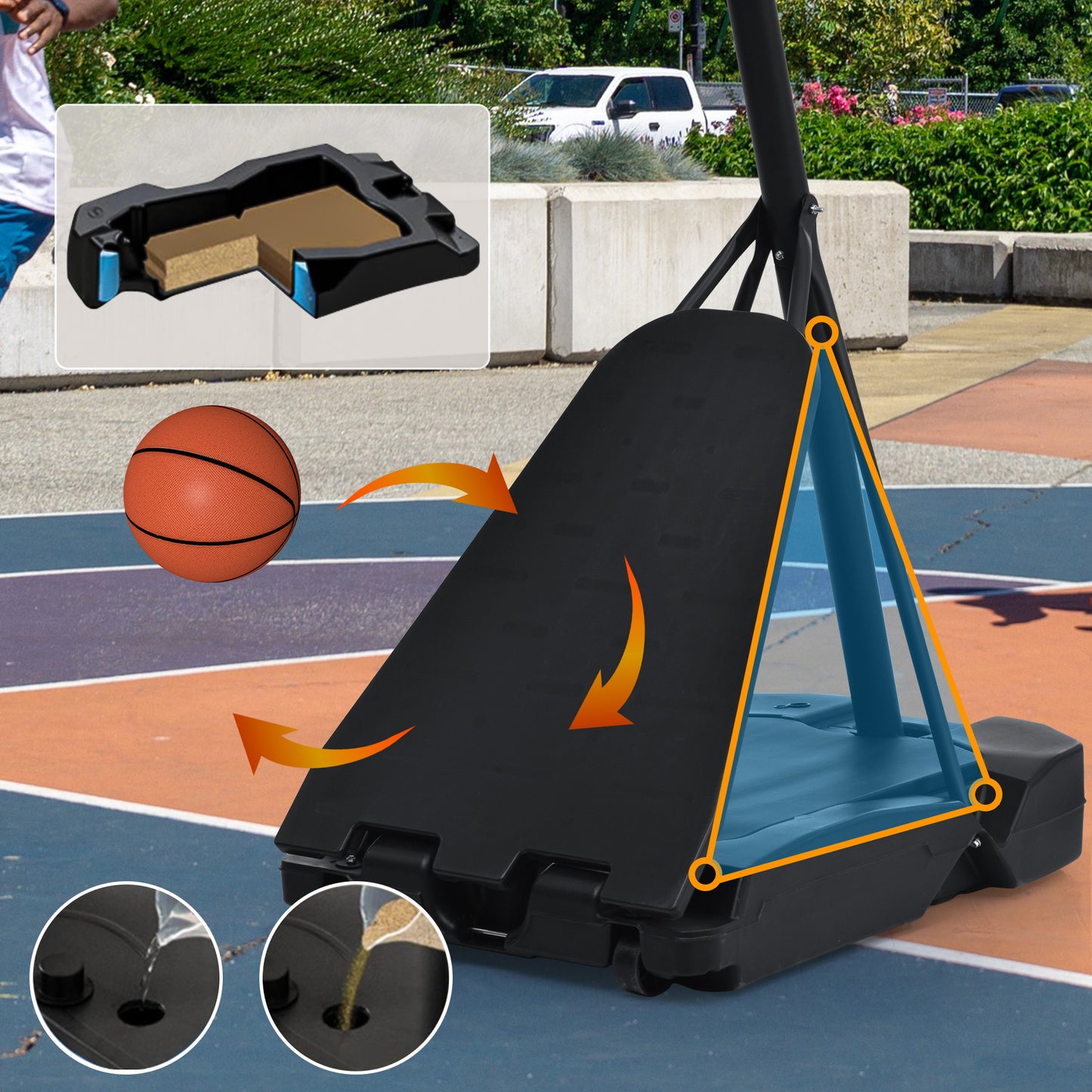 Portable Basketball Hoop Basketball System 8-10ft Height Adjustment for Youth Adults LED Basketball Hoop Lights, Colorful lights, Waterproof，Super Bright to Play at Night Outdoors,Good Gift for Kids
