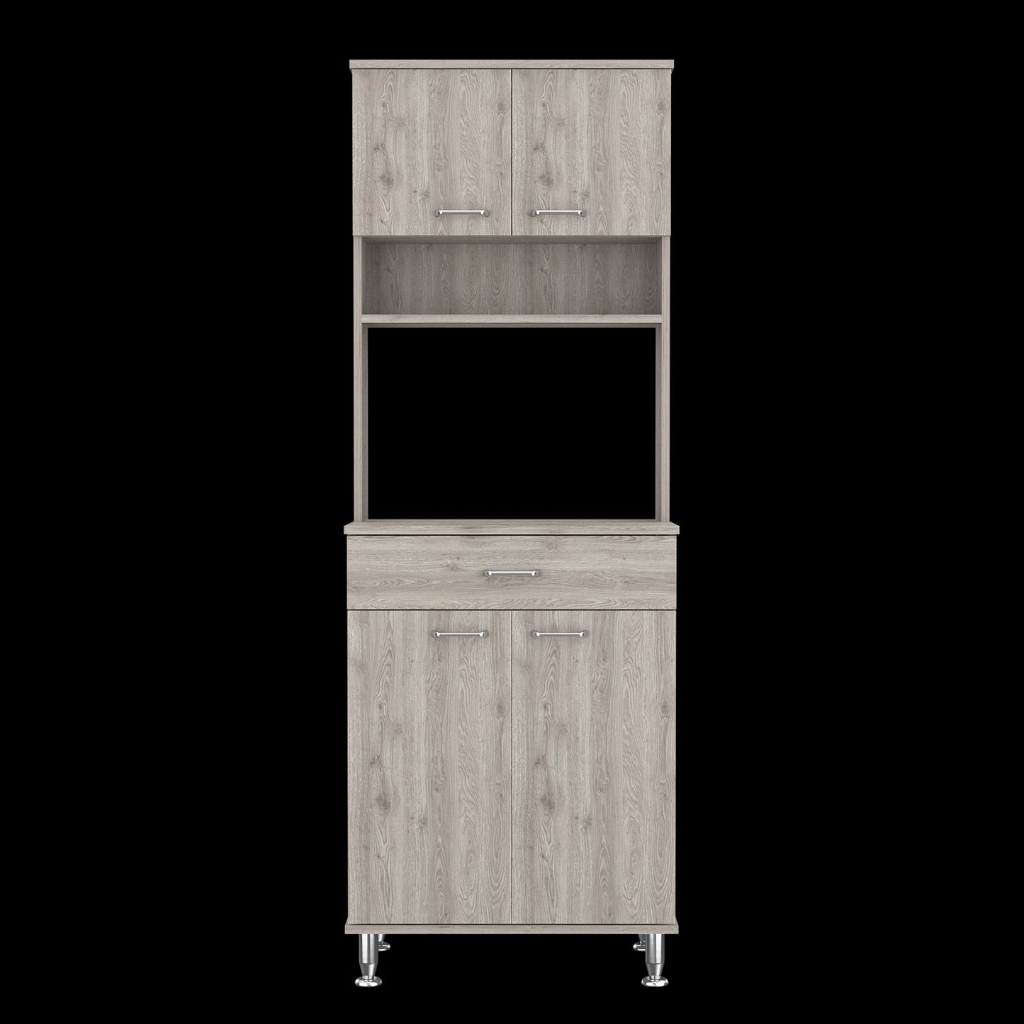 Santa Maria 1-Drawer 1-Shelf Area Pantry with Adjustable Metal Legs Light Grey