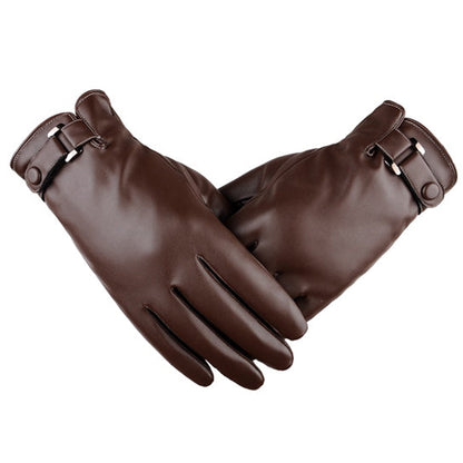 Autumn Warmth Stylish Vegan Leather Touch Smart Gloves by VistaShops