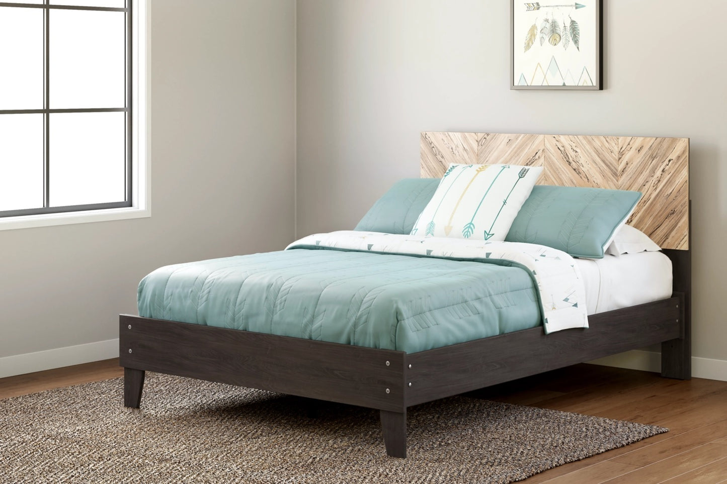 Ashley Piperton Black Brown Contemporary Full Panel Platform Bed EB5514B4