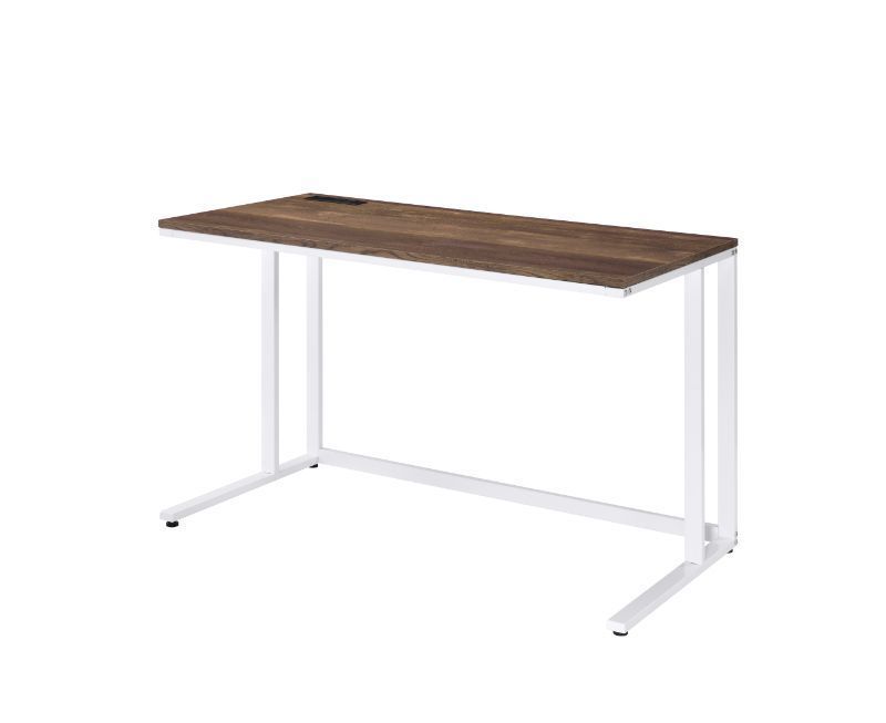 ACME Tyrese Built-in USB Port Writing Desk, Walnut & White Finish 93094