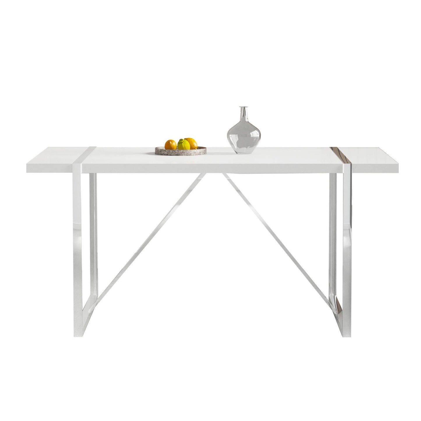 Rustic Industrial Rectangular MDF Wood White Dining Table For 4-6 Person, With 1.6" Thick Engineered Wood Tabletop and plating Metal Legs, For writing DeskKitchen terrace Dining Living Room,