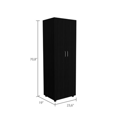 Chagrin 2-Shelf Rectangle Armoire  Black Wengue