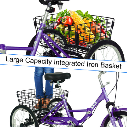 Adult Folding Tricycle ,Foldable 20 inch 3 Wheel Bikes,Single Speed Portable Cruiser Bicycles with Shopping Basket for Seniors,Women, Men