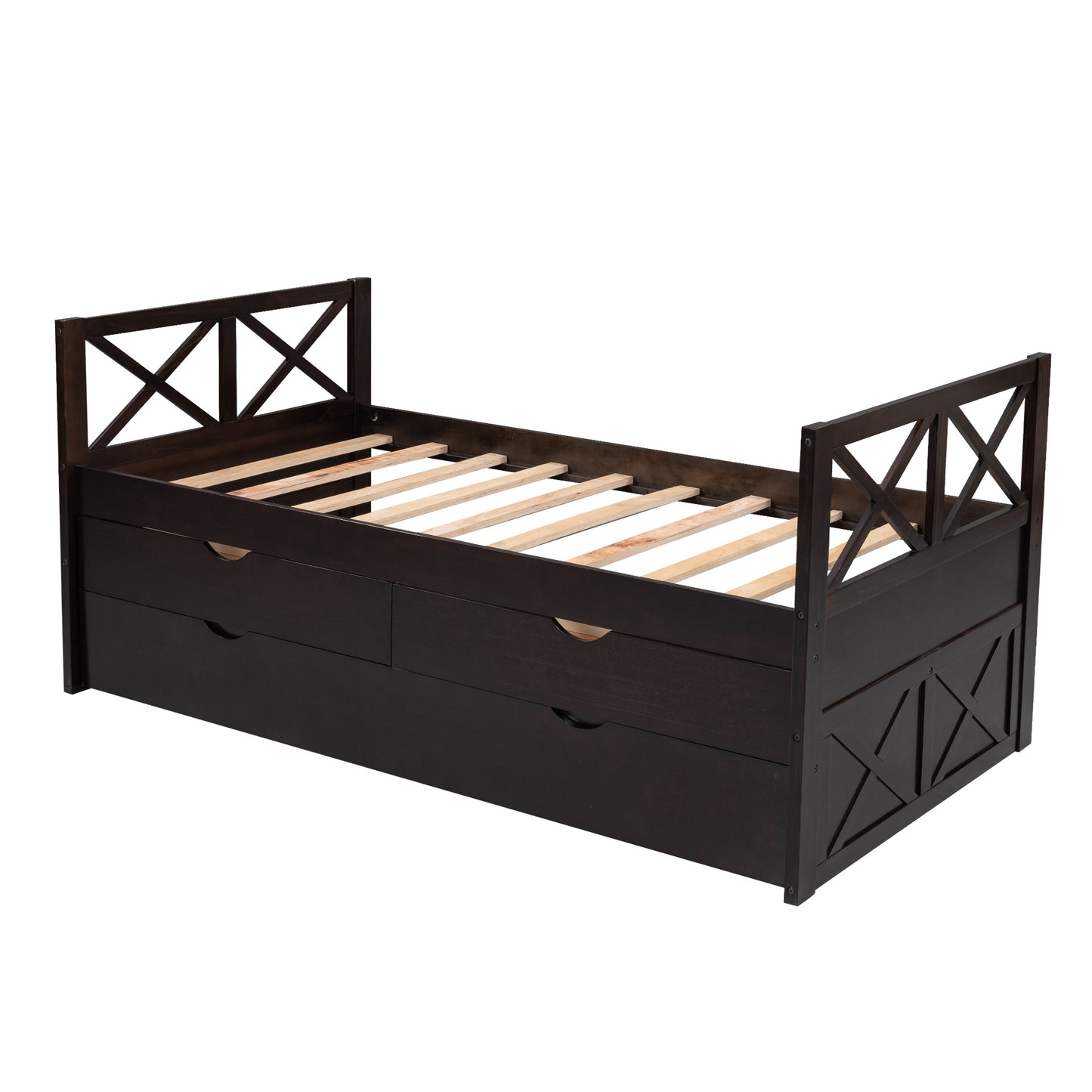 Multi-Functional Daybed with Drawers and Trundle, Espresso