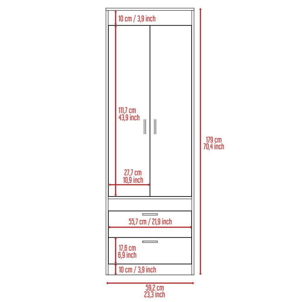 Willow Grove 2-Drawer Armoire Smokey Oak and White