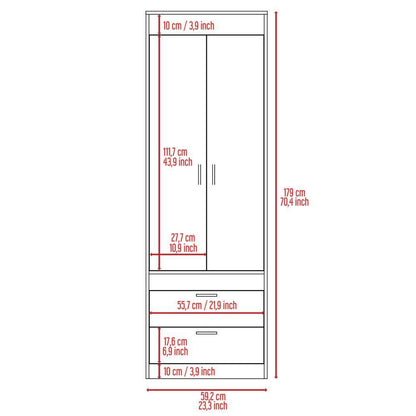 Willow Grove 2-Drawer Armoire Smokey Oak and White