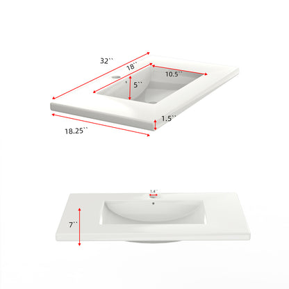 32" Bathroom Vanity with Sink,  Floating Bathroom Vanity, Single Sink Bathroom Vanities Set, Wall-Mounted Bathroom Vanity and Sink,  Imitative Oak& silvery Leg