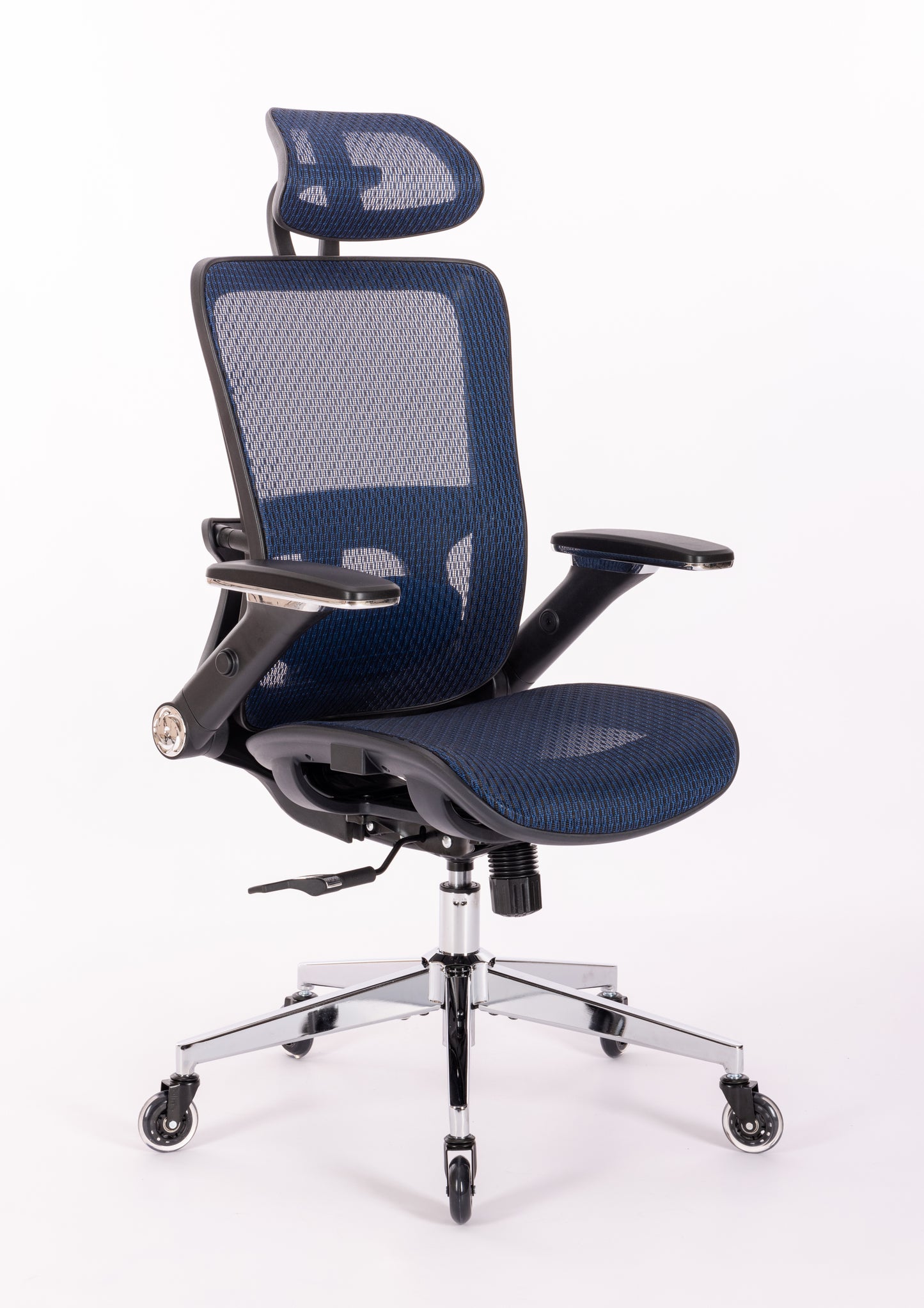 Ergonomic Mesh Office Chair - Rolling Home Desk Chair with 4D Adjustable Flip Armrests,  Adjustable Lumbar Support and Blade Wheels(BLUE MESH)