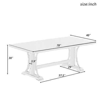 TREXM Retro Style Dining Table 78” Wood Rectangular Table, Seats up to 8 (Gray)