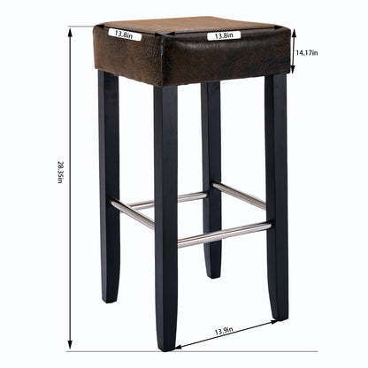 HengMing Barstool in Brown Fabric and Black Wood Finish,2-Pcs Set