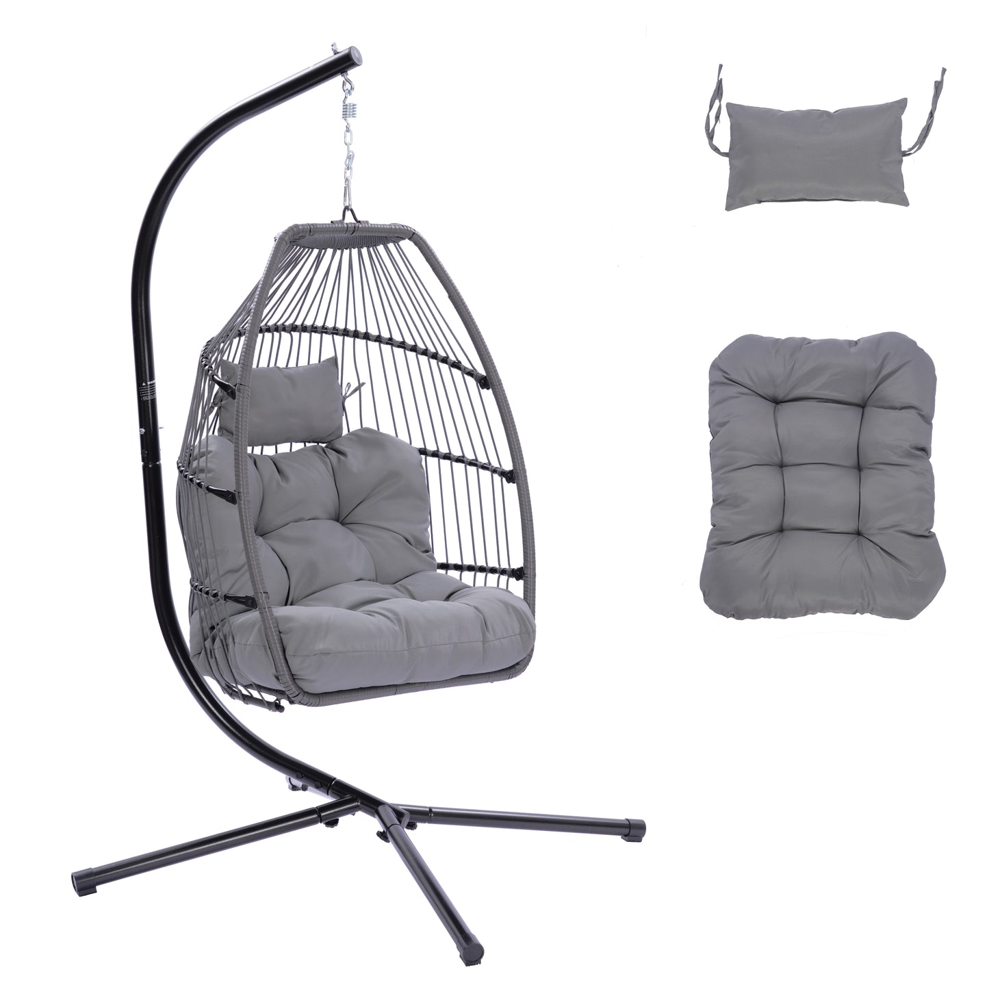 Outdoor Hanging Egg Chair Cushion Hammock Chair  Replacement Cushion Swing Basket Chairs Cushion Pads with Headrest Pillow