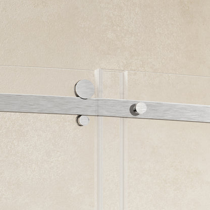 TRUSTMADE Frameless Curved Bathtub Shower Doors 60" Width x 58" Height with 1/3"(8mm) Clear Tempered Glass Finish, K07N-1