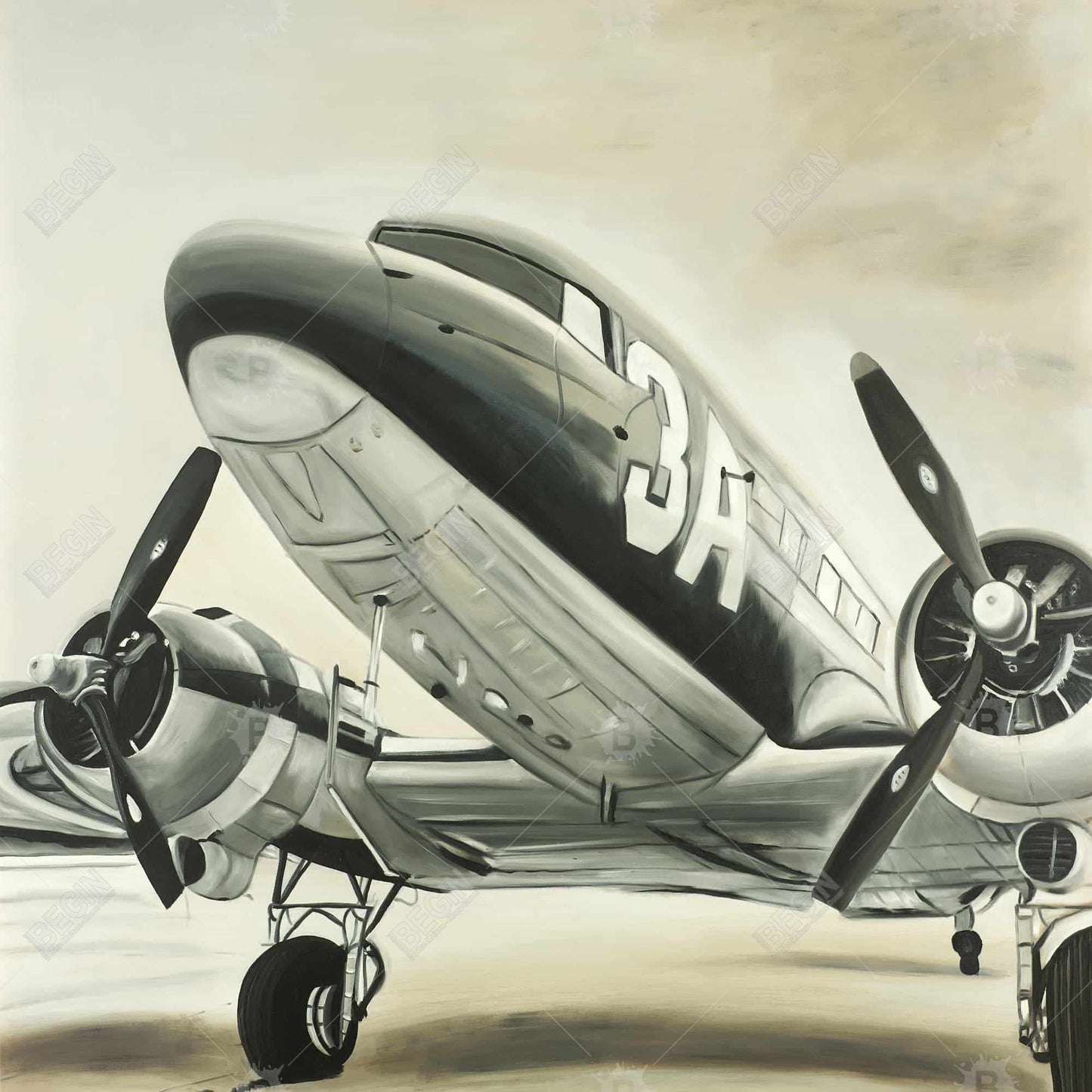 Vintage airplane - 12x12 Print on canvas